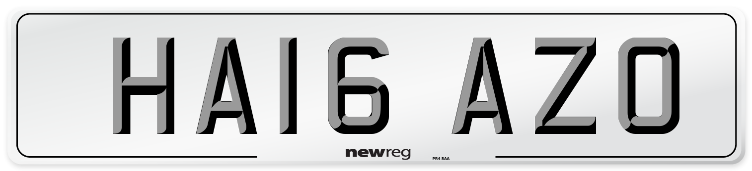 HA16 AZO Number Plate from New Reg